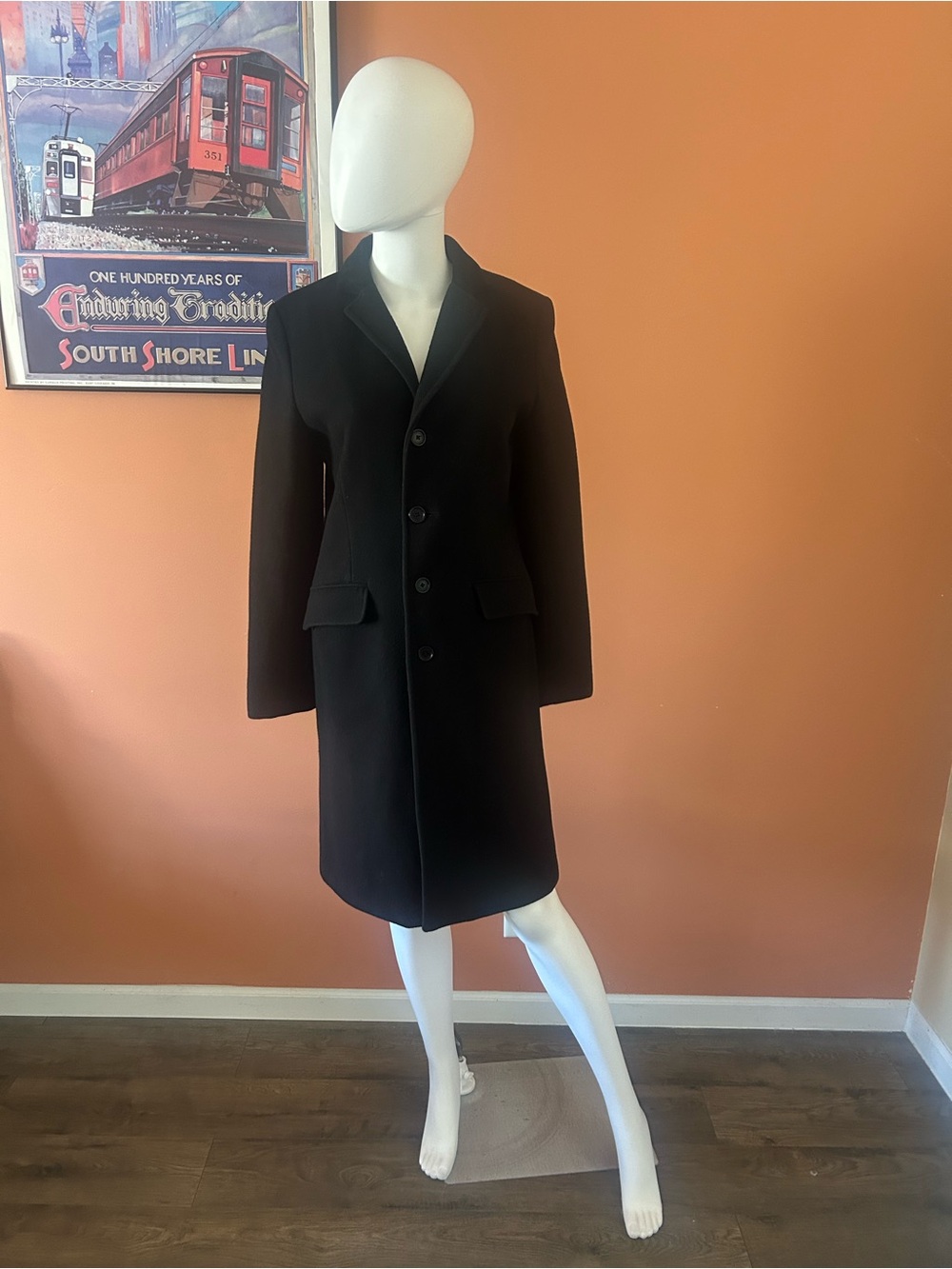 RALPH LAUREN VINTAGE single breasted black wool blend women’s coat